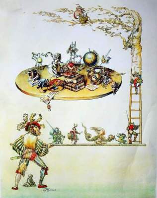 Polichinelle monte à l'échelle